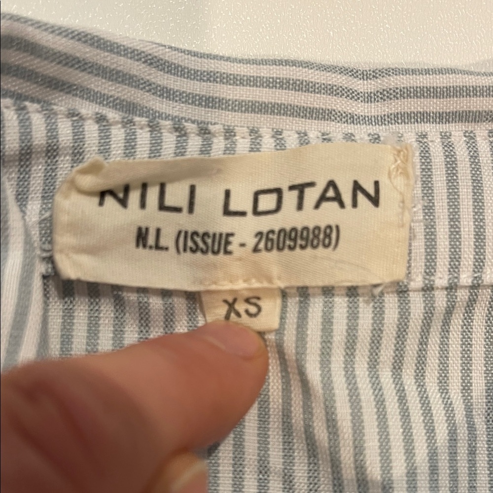 Nili Lotan Raphael Blue and White Striped Button DownTop XS - Picture 2 of 5
